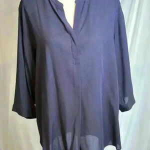 Dark Blue V-Neck Blouse (Size XL)